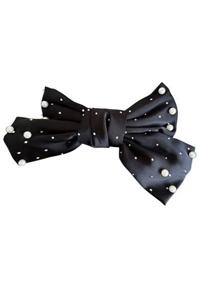 Siyah Renk İnci Ve Taş Detaylı Otomat Toka