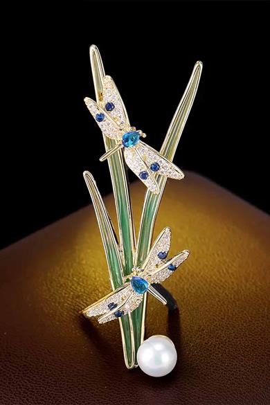 Karışık Renk Yusufcuk Figürlü Taşlı Broş