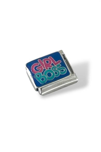 Gümüş Renk Girl Boss Yazılı Çelik Nomination Charm (Tek)