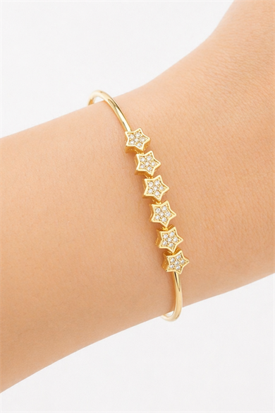 Altın Renk Yıldız Figürlü Kelepçe Bileklik