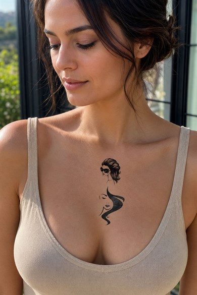 Kadın Model Geçici Dövme Tattoo