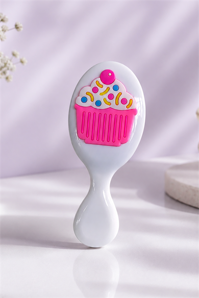 Beyaz Renk Cupcake Figürlü Çocuk Saç Tarama Fırçası/Tarak