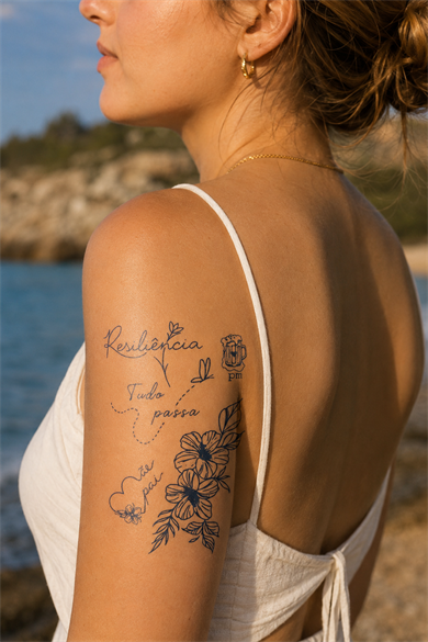 Kalp Ve Çiçek  Sonradan Kararan Yarı Kalıcı Geçici Dövme Tattoo
