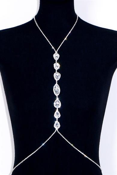 Gümüş Renk Taş Detaylı Tasarım Vücut Aksesuar