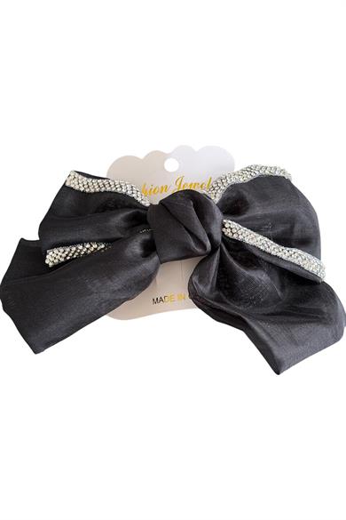 Siyah Renk Taşlı Kurdele Otomat Toka