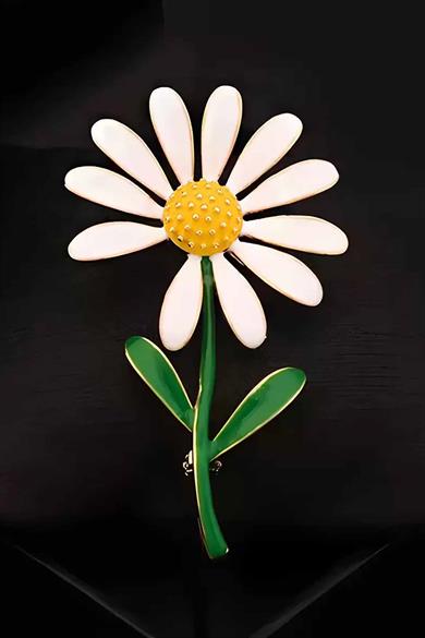 Karışık Renk Papatya Figürlü Broş  