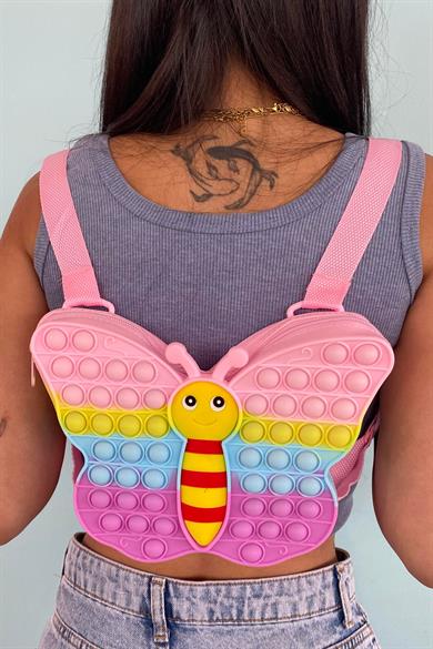 Karışık Renk Kelebek Figürlü Popit Çocuk Sırt Çantası