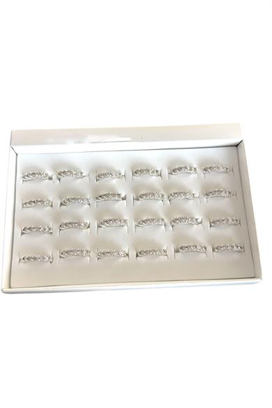 24lü Gümüş Renk Beştaş Detaylı Yüzük Set