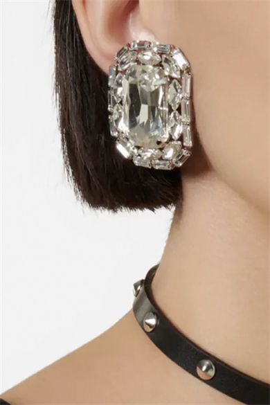 Gümüş Renk Taşlı Abiye Küpe Kına/Gelin Küpe (Çift) 