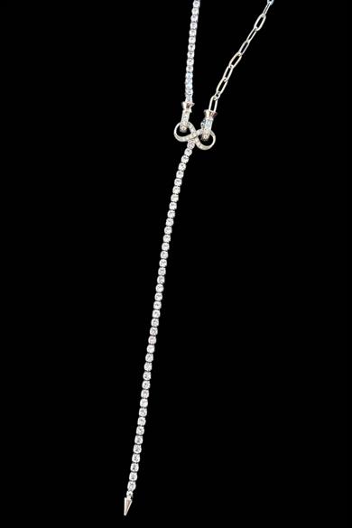 Gümüş Renk Taş Detaylı 14K Altın Kaplama Kolye