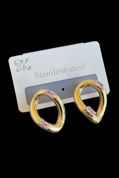 Altın Renk Taş Detaylı Çelik (Çift)