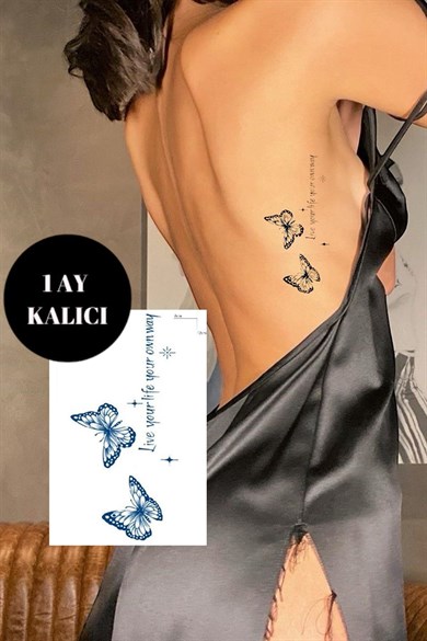 Kelebek Figürlü Sonradan Kararan Yarı Kalıcı Geçici Dövme Tattoo