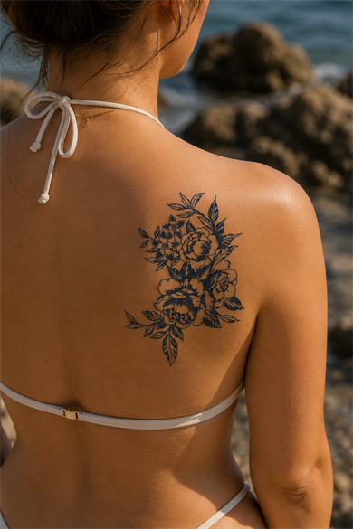 Çiçek Sonradan Kararan Yarı Kalıcı Geçici Dövme Tattoo