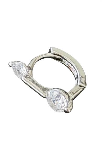 Gümüş Renk Taş Detaylı Tragus/Kıkırdak Küpe/Piercing (Tek)