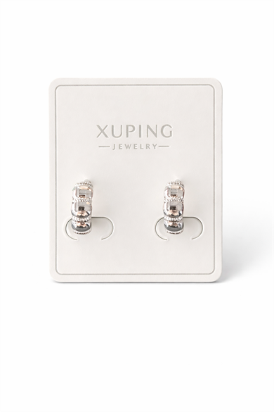 Gümüş Renk Taş Detaylı Çelik Xupıng VİP Küpe