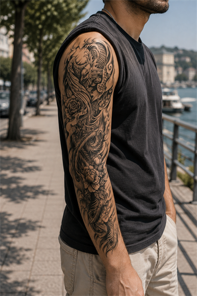 Çiçek Ve Kartal Dövme Geçici Tattoo