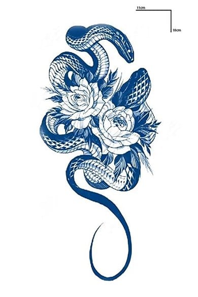 Yılan Figürlü Sonradan Kararan Yarı Kalıcı Geçici Dövme Tattoo