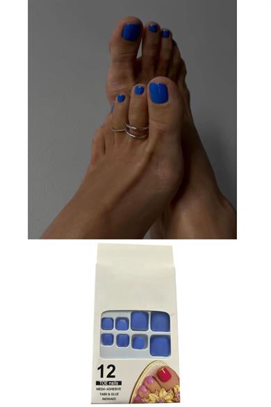 12li Mavi Renk Takma Tırnak Set (Yapıştırıcılı)