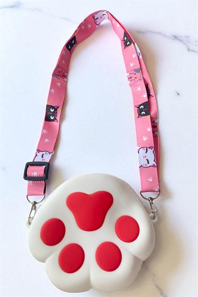 Beyaz Ve Pembe Renk Pati Figürlü Çocuk Çanta