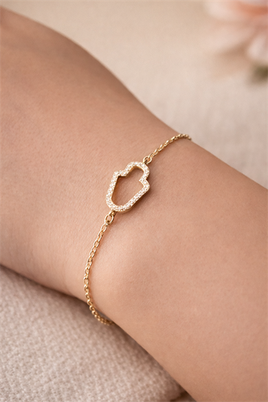 Altın Renk Taş Detaylı Çelik Xupıng VİP Bileklik