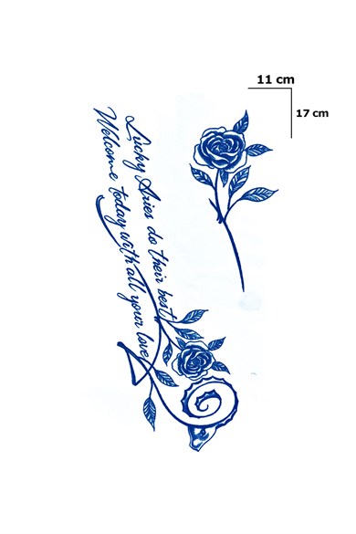 Gül Ve Yazılı Sonradan Kararan Yarı Kalıcı Geçici Dövme Tattoo
