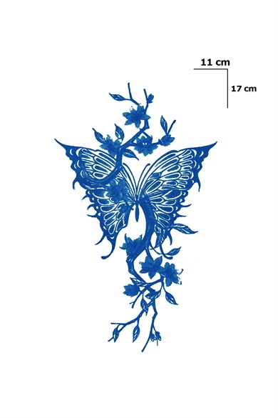 Kelebek Ve Dal Sonradan Kararan Yarı Kalıcı Geçici Dövme Tattoo