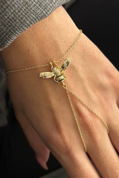 Altın Renk Arı Figürlü 14K Altın Kaplama TX Şahmeran