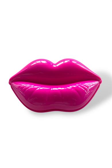 Fuşya Renk Dudak Figürlü Çanta Boy Ayna/ Tarak