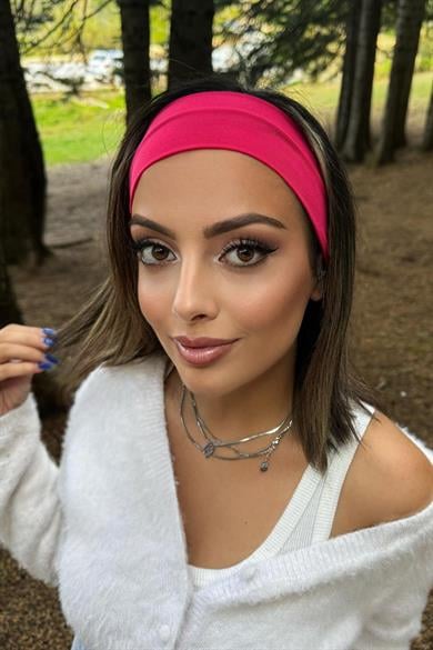 Fuşya Renk Geniş Saç Bandı