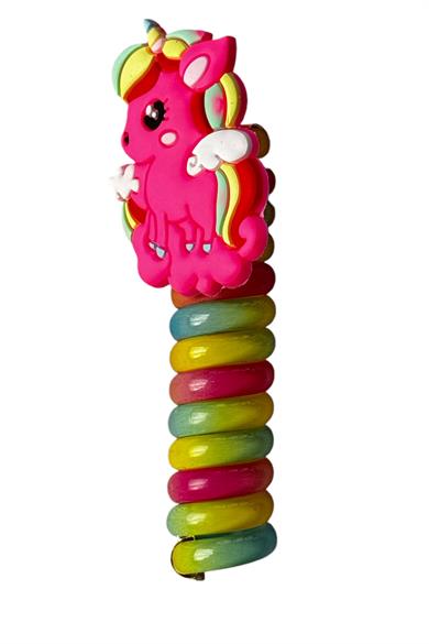 Fuşya Renk Unicorn Figürlü Yaylı Spiral Toka