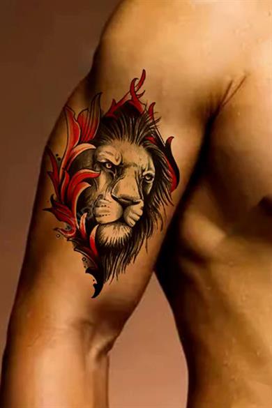 Geçici Aslan Figürlü Dövme Tattoo