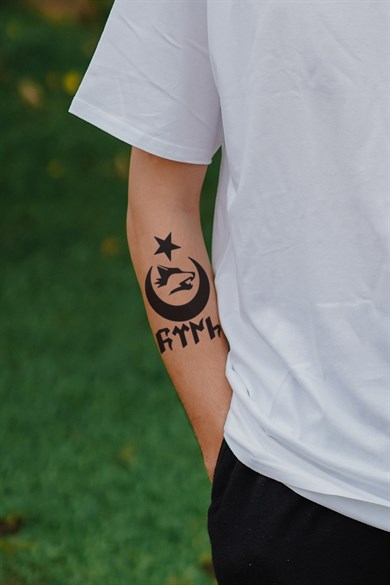 Temporary Ayyıldız Wolf and Turkish Written Tattoo Tattoo