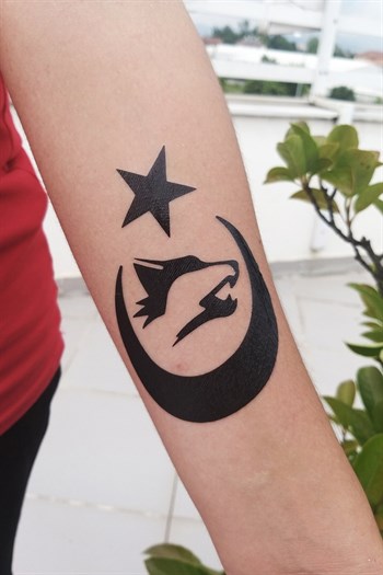Temporary Ayyıldız Wolf and Turkish Written Tattoo Tattoo