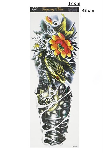 Geçici Balık ve Çiçek Kol Dövme Tattoo
