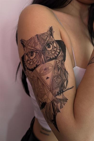 Geçici Baykuş Dövme Tattoo