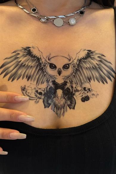 Geçici Baykuş Dövme Tattoo