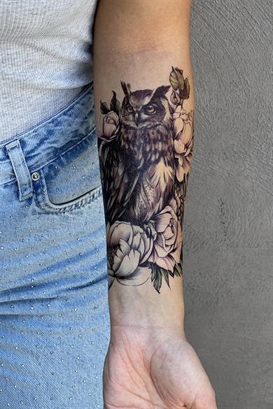 Geçici Baykuş Figürlü Dövme Tattoo