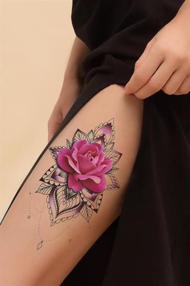 Geçici Çiçek Figürlü Dövme Tattoo