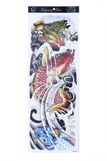 Temporary Dragon and Fish Arm Tattoo