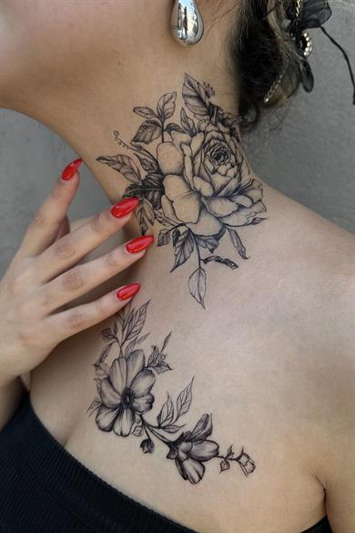 Geçici Gül Figürlü Dövme Tattoo