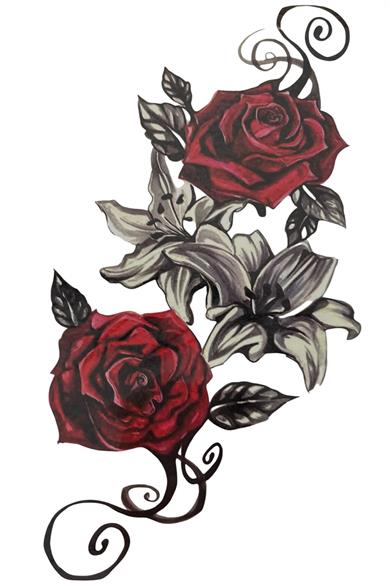 Geçici Gül Figürlü Dövme Tattoo
