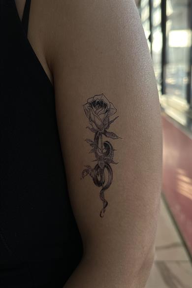 Geçici Gül Figürlü Mini Dövme Tattoo