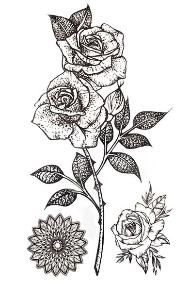 Geçici Gül Figürlü Mini Dövme Tattoo