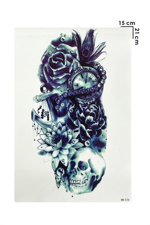 Geçici Kurukafa ve Gül Dövme Tattoo