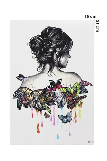 Geçici Kadın ve Kelebek Modelli Dövme Tattoo
