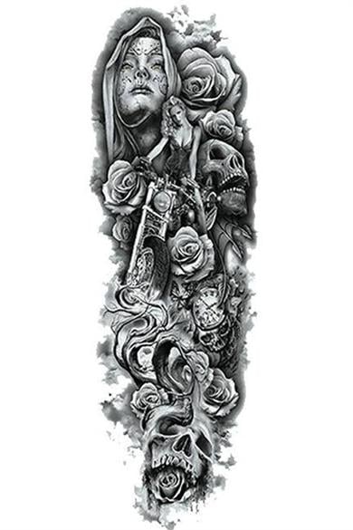 Geçici Kadın Ve Kuru Kafa Figürlü Dövme Tattoo