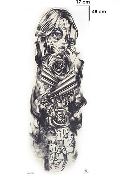 Geçici Kadın ve Silah Dövme Tattoo