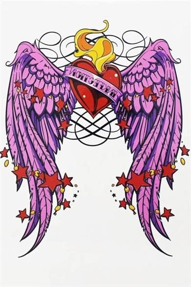 Geçici Kanatlı Kalp Dövme Tattoo