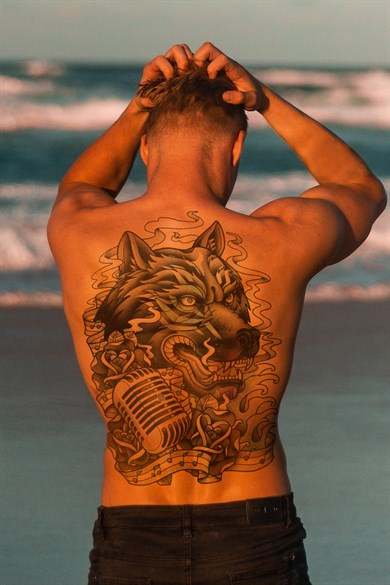 Geçici Kaplan Modelli Sırt Dövme Tattoo