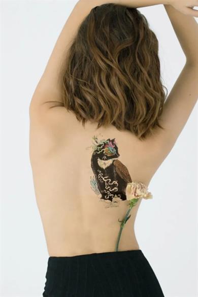 Geçici Kedi Figürlü Dövme Tattoo